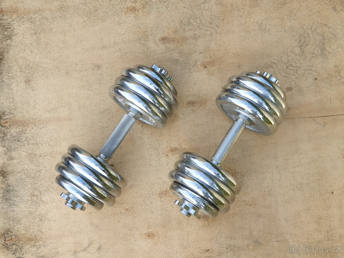 Jednoručky činky 2x20kg za 3990,- CHROM - 3