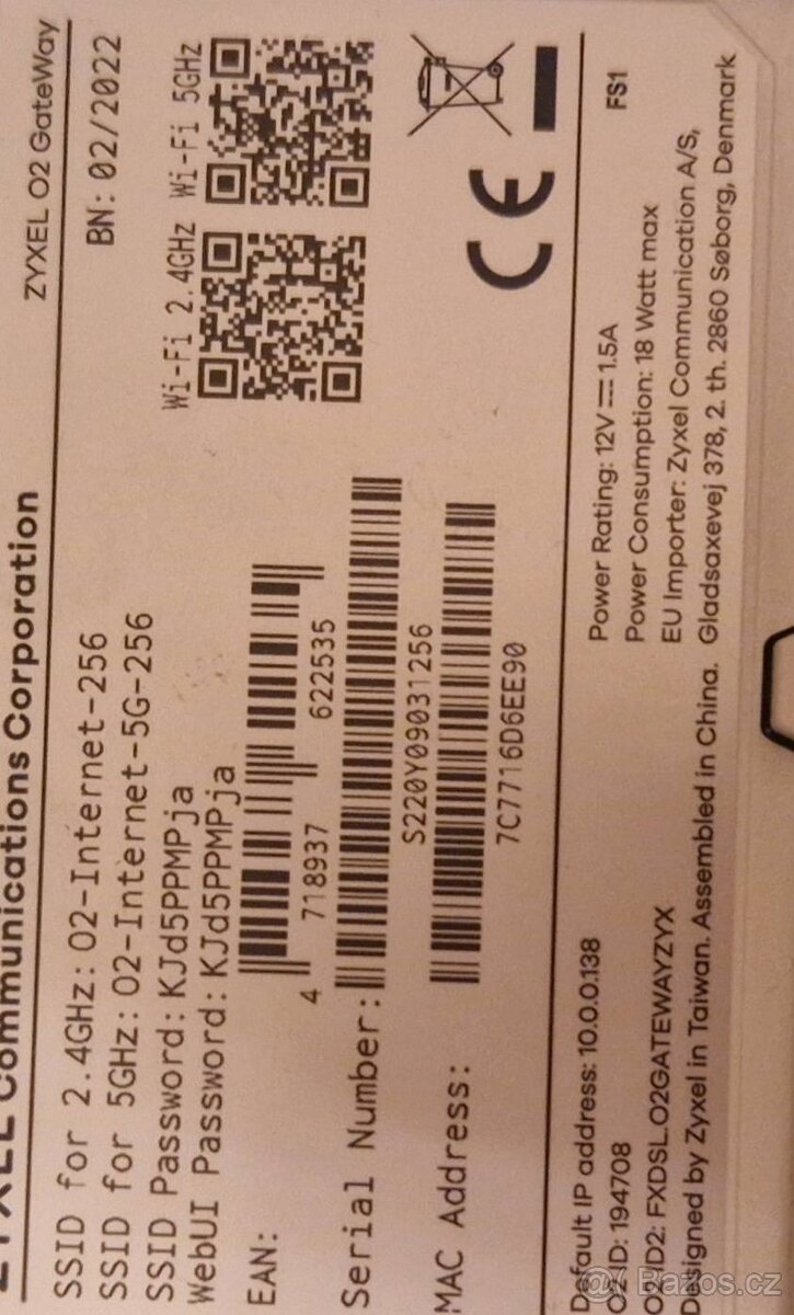 Zyxel O2 GateWay router - 3