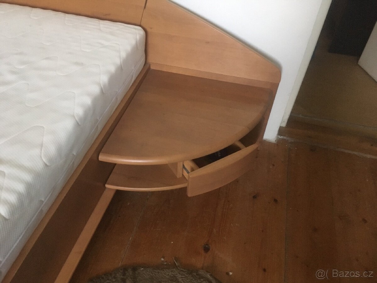postel masiv buk pařený. včetně nočních stolku - 3