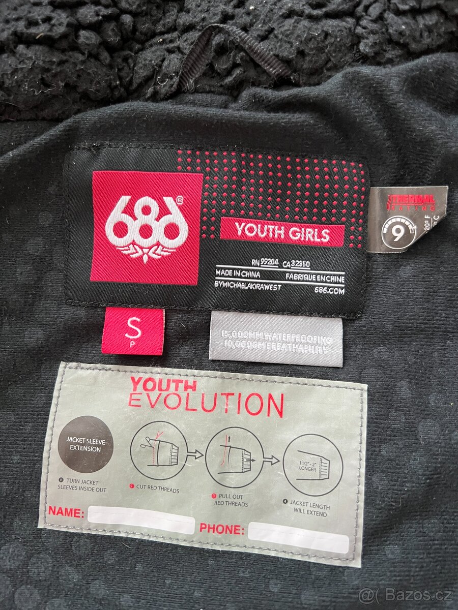 Zimní značková snowboarďácká bunda 686- velikost S, 134 -140 - 3