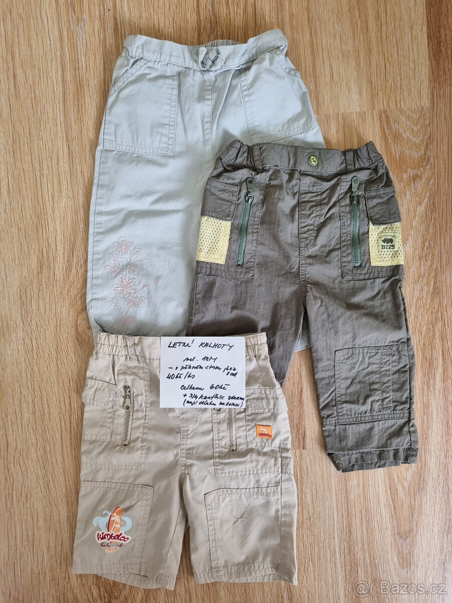 kalhoty, tepláky, kratase vel. 74/80 cca 6-12m - 3