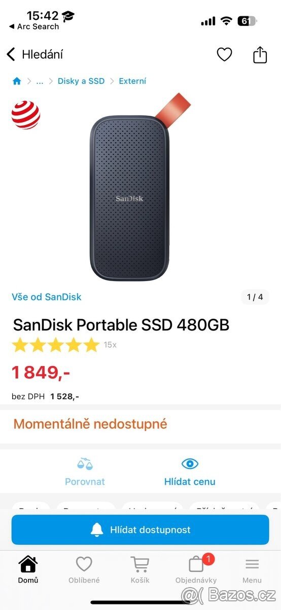 NOVÝ SanDisk SSD 480gb - 3