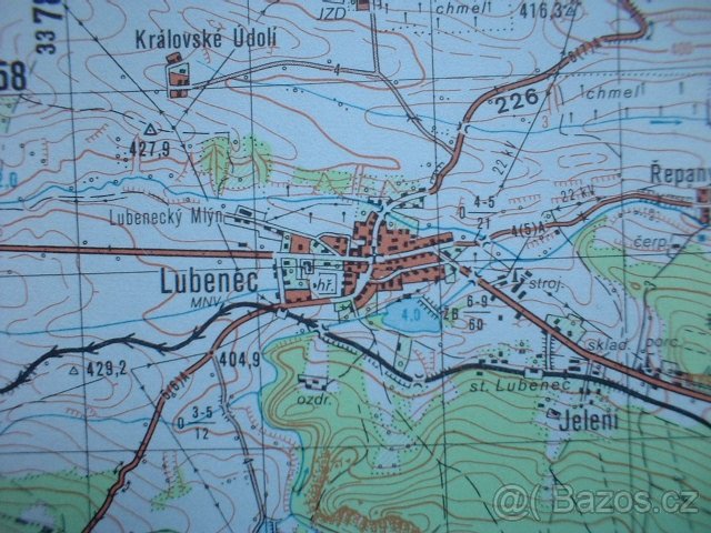 Vojenská profesionální tajná mapa Jesenice ČSLA - 3