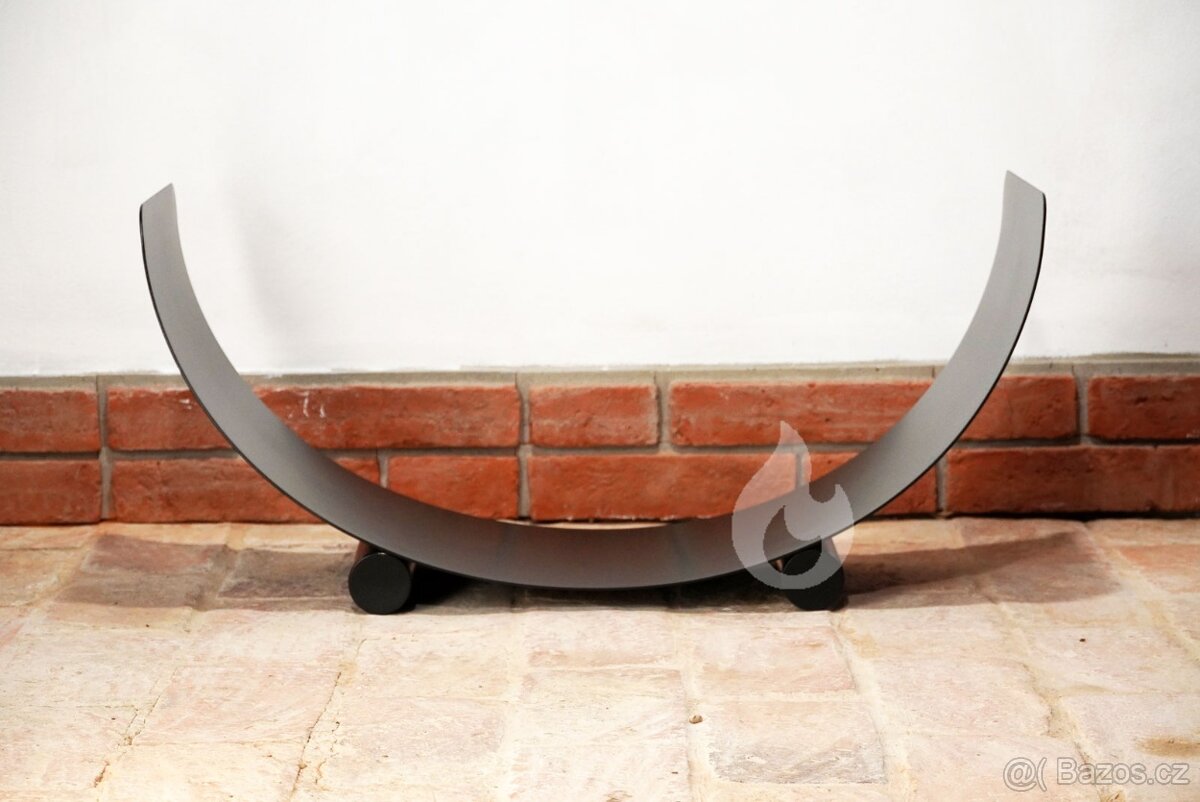 Stojan na dřevo ke krbu, kovový 84x40x30 cm, kolébka U-rampa - 3