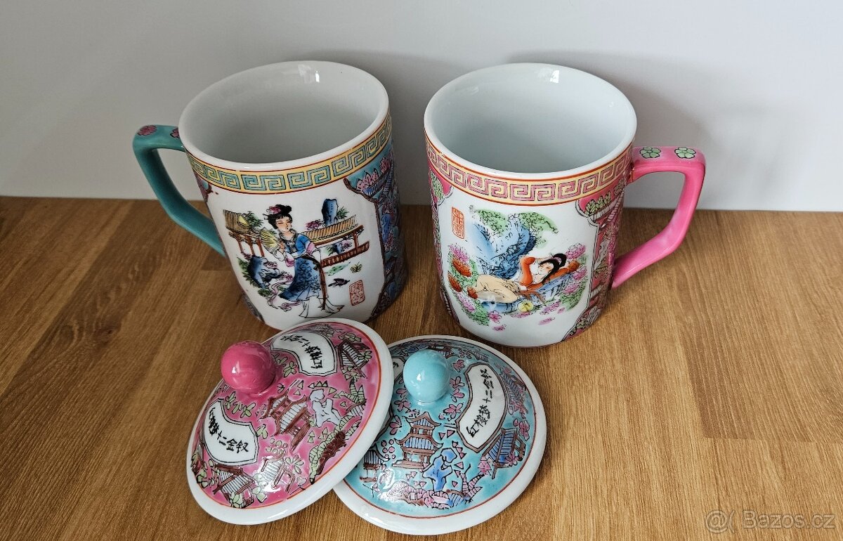 Hrnky asijské motivy 2 ks - 3