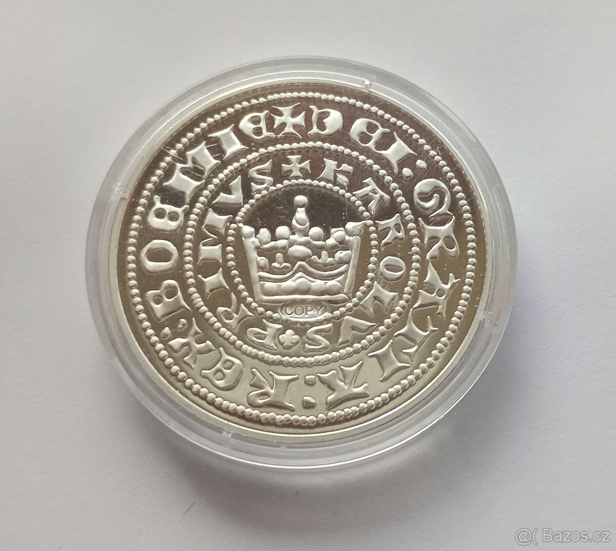 Pražský groš Karla IV. – replika plátovaná ryzím stříbrem - 3