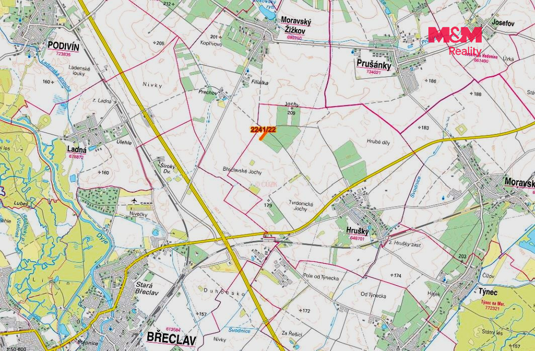 Prodej pole, 612 m², Hrušky - 3
