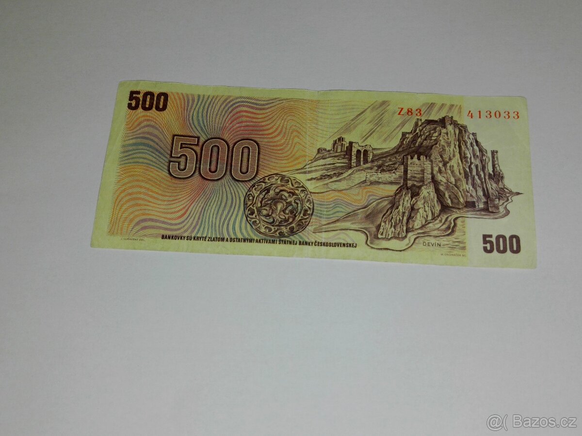 Bankovky Československo - 2 x 100 kčs,10 kčs,10 kčs a 500 kč - 3