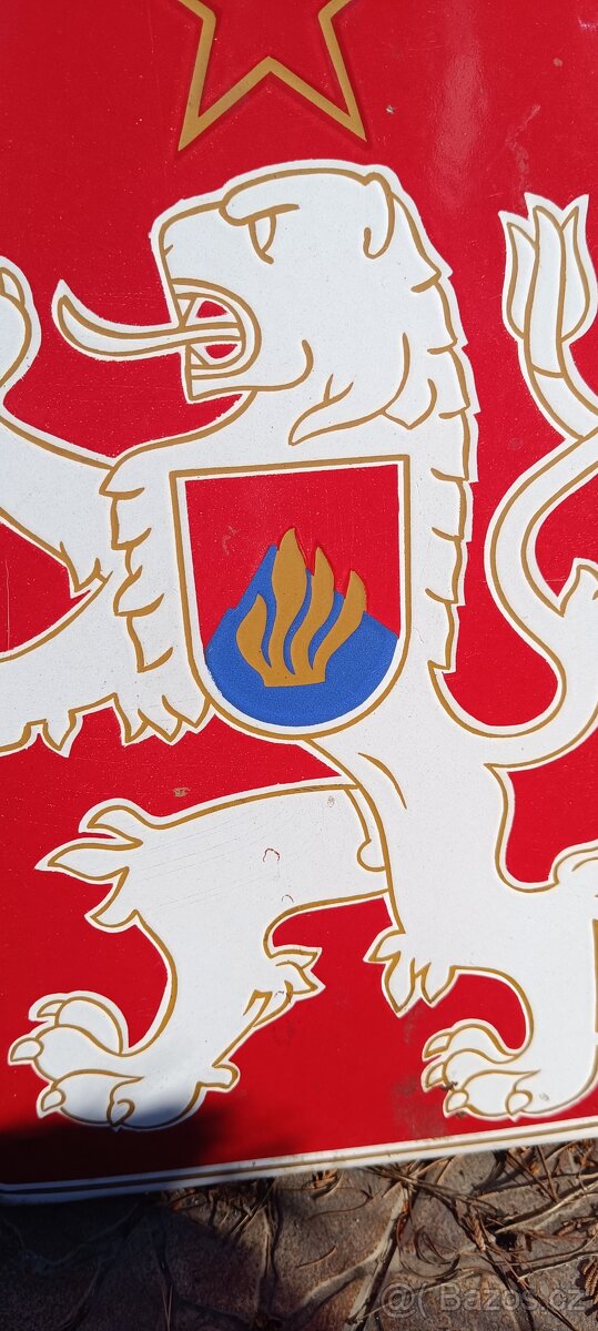 Velká smaltovaná cedule ČSSR lev - 3