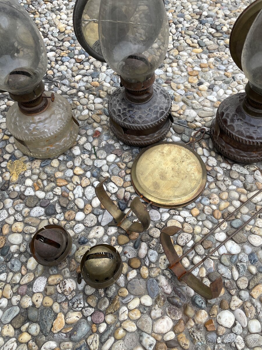 Prodám starožitné retro petrolejové lampy, nálezový stav - 3