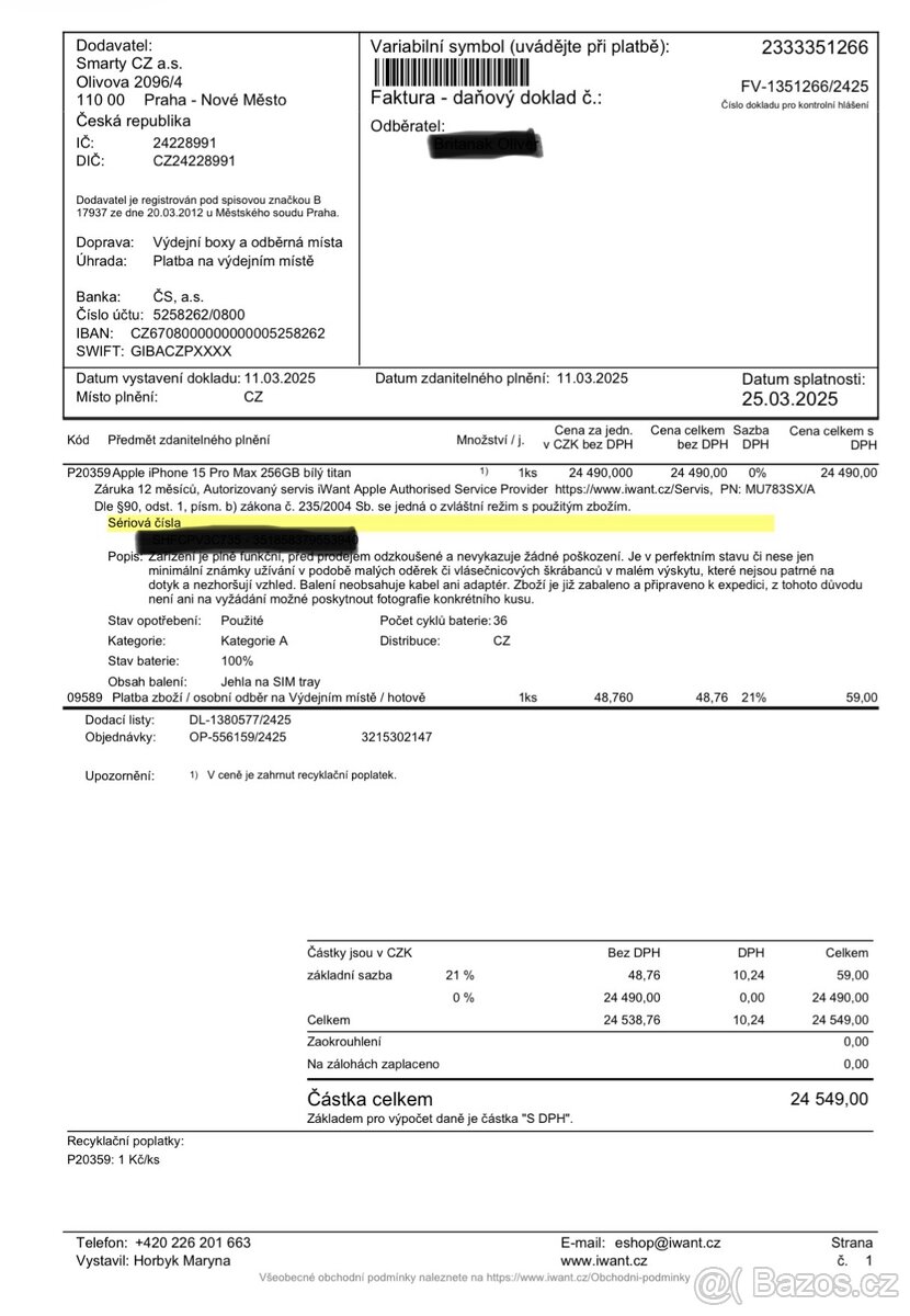 iPhone 15 Pro Max Bílý 256GB - 3