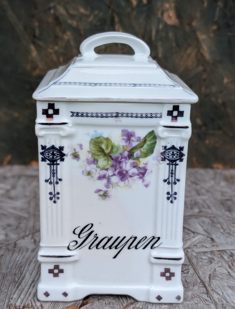 3 ks Starožitné dózy s motivem fialky. - 3