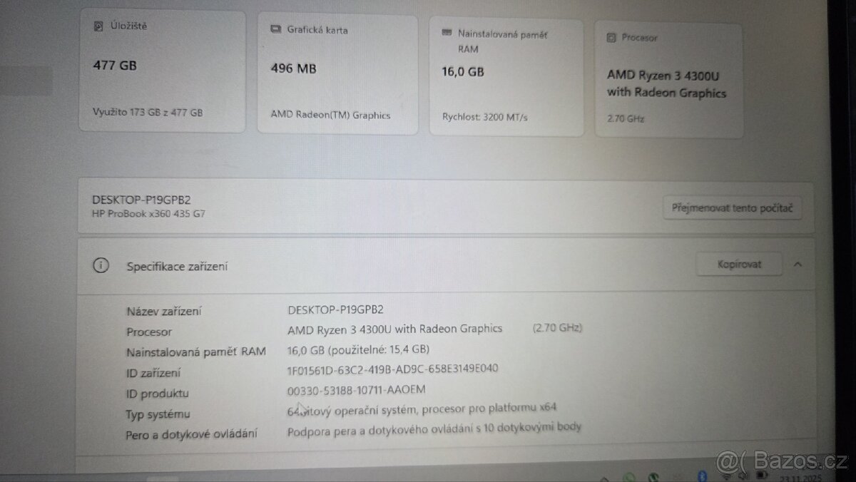 HP Probook 435 G7, 16/256GB,Dotykový + pero HP - 3