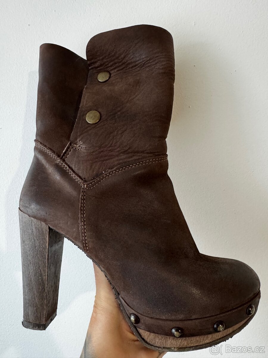 Kozene italske chocolate hnede boty 37 - 3