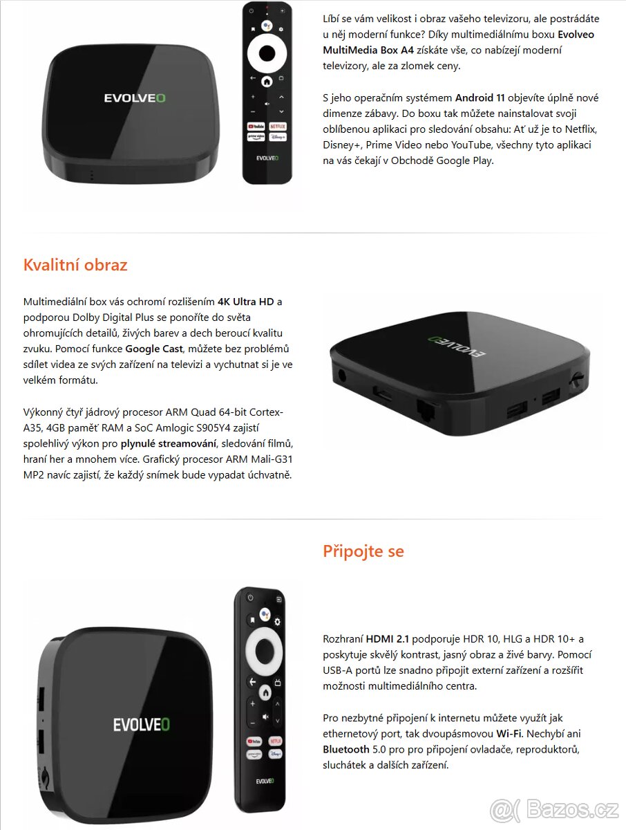 Evolveo Multi Media Box A4, 4k Ultra HD, 32 GB, Android 11 - 3