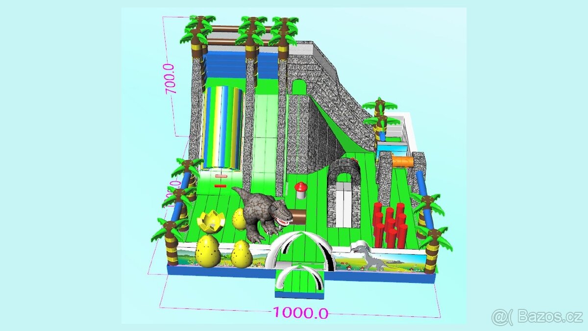 Velký dinosauří skákací hrad se skluzavkou - 3