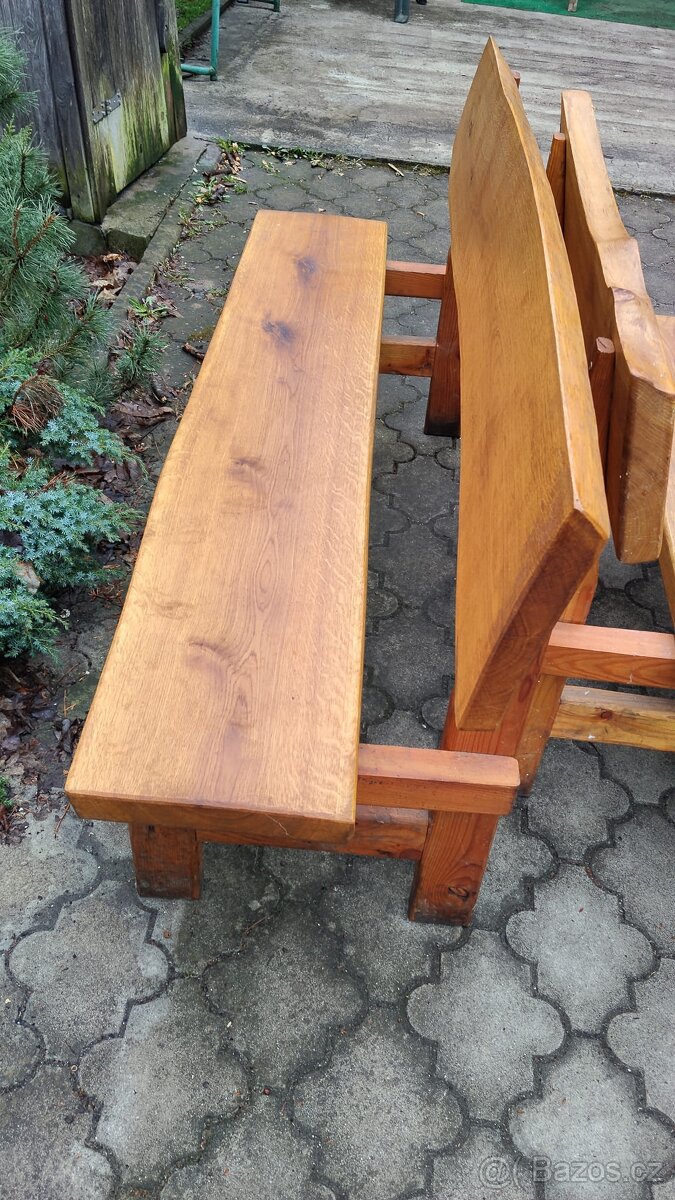 Masivní stůl a lavice set - 3