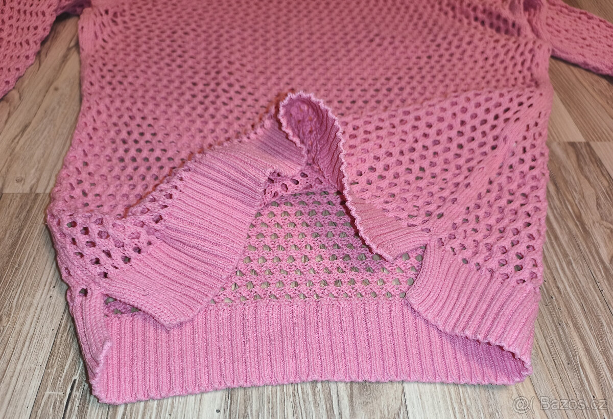Dámský růžový háčkovaný svetr EVER.ME - vel. XS - 3