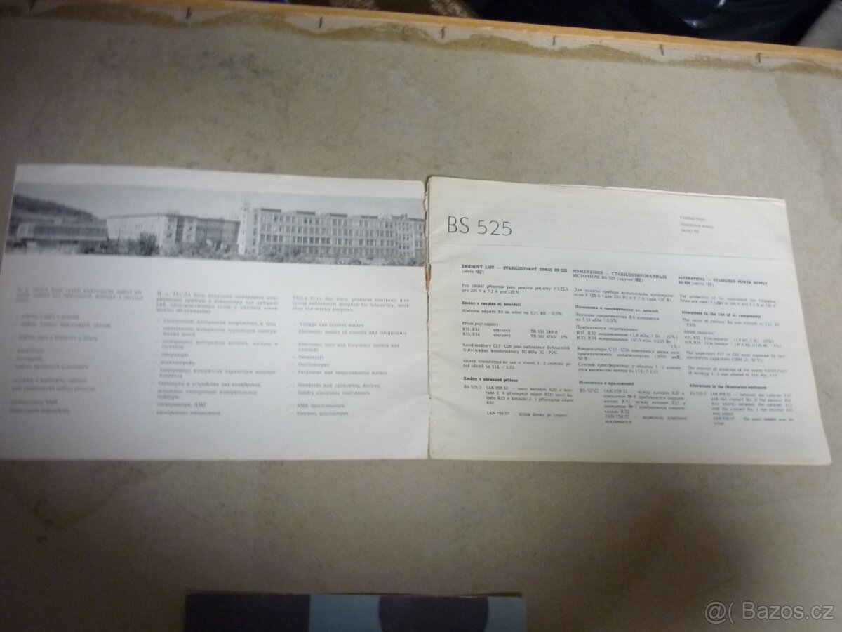 NÁVODY,TECH.PLÁNY STABILZDROJE TESLA BS-525/GRAMOF.TESLA B54 - 3