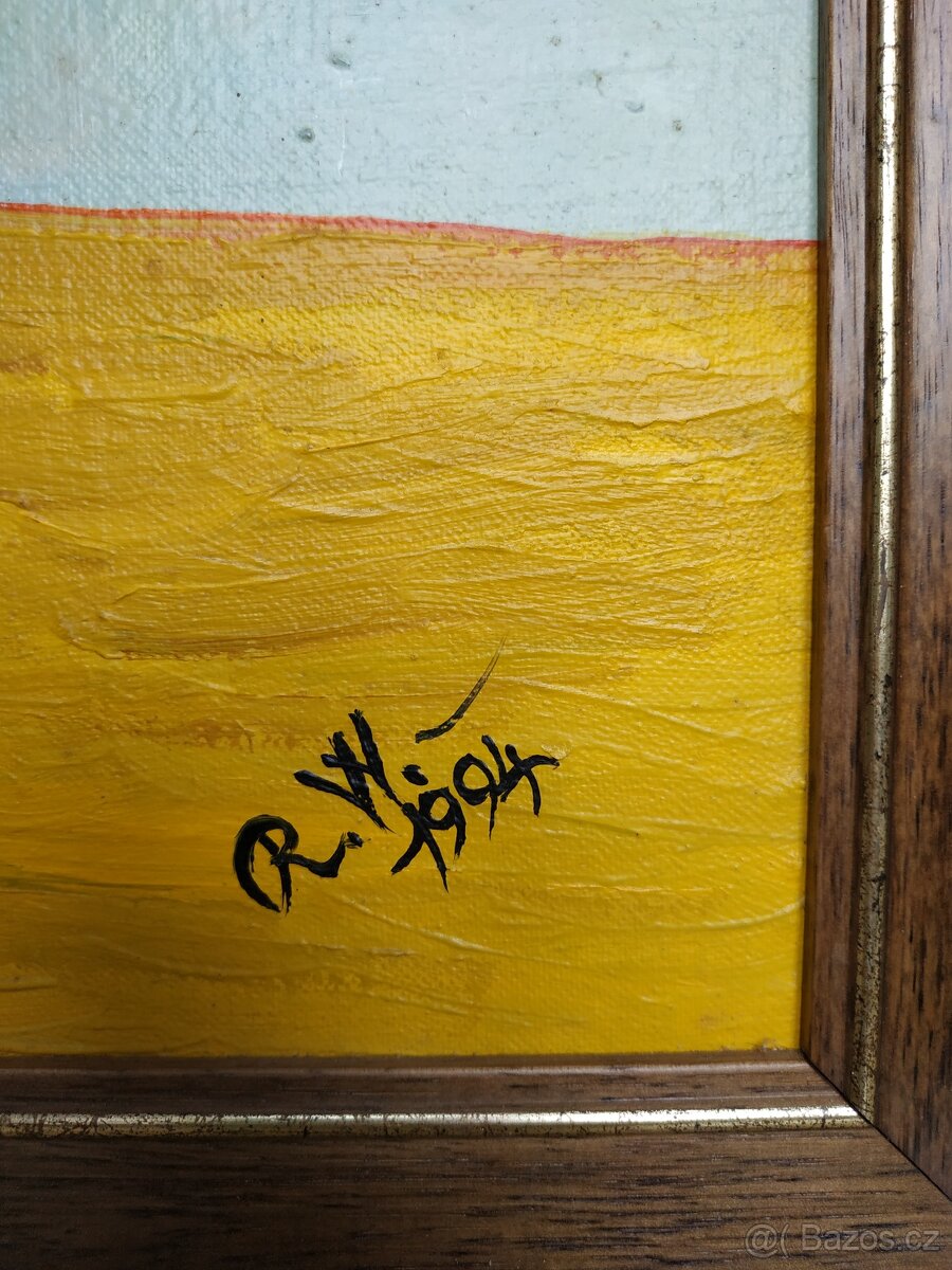 Obraz – Slunečnice ve váze, olejomalba na plátně - 3