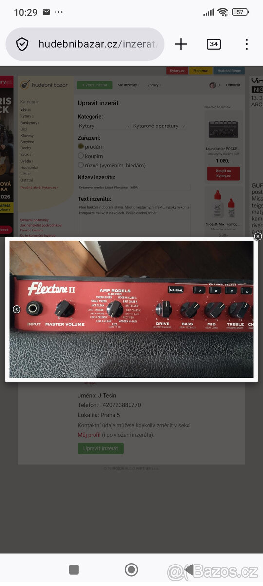 Kytarové kombo Line6 Flextone II 65W - 3