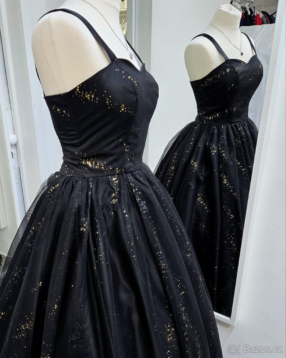 NOVÉ plesové šaty ČERNO-ZLATÉ - 3