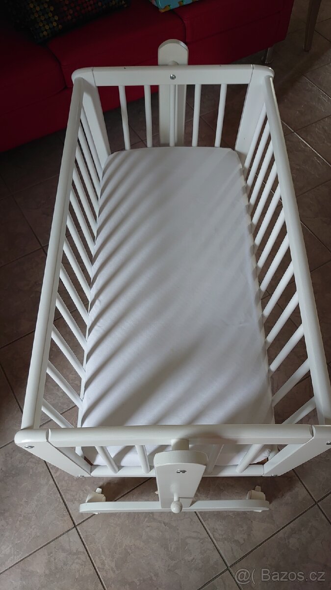 Dětská kolébka Scarlett (buk) bílá 90x41cm s matrací - 3