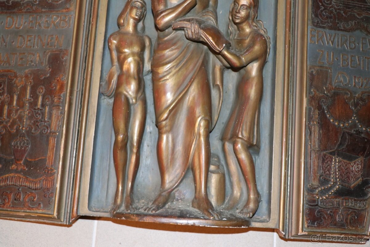 Domácí oltář rok 1922 citát Goethe (525o) - 3