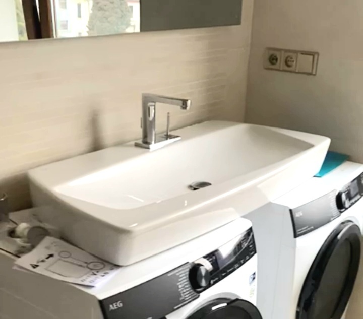 Designové umyvadlo s baterií -BEZ POŠKOZENÍ, odpad uprostřed - 3