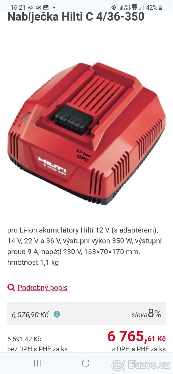 Nabíječka Hilti C 4/36-350 - 3