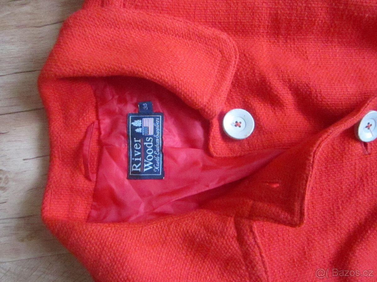 Sytě červený zimní kabát vel. M/38, 100% bavlna - 3
