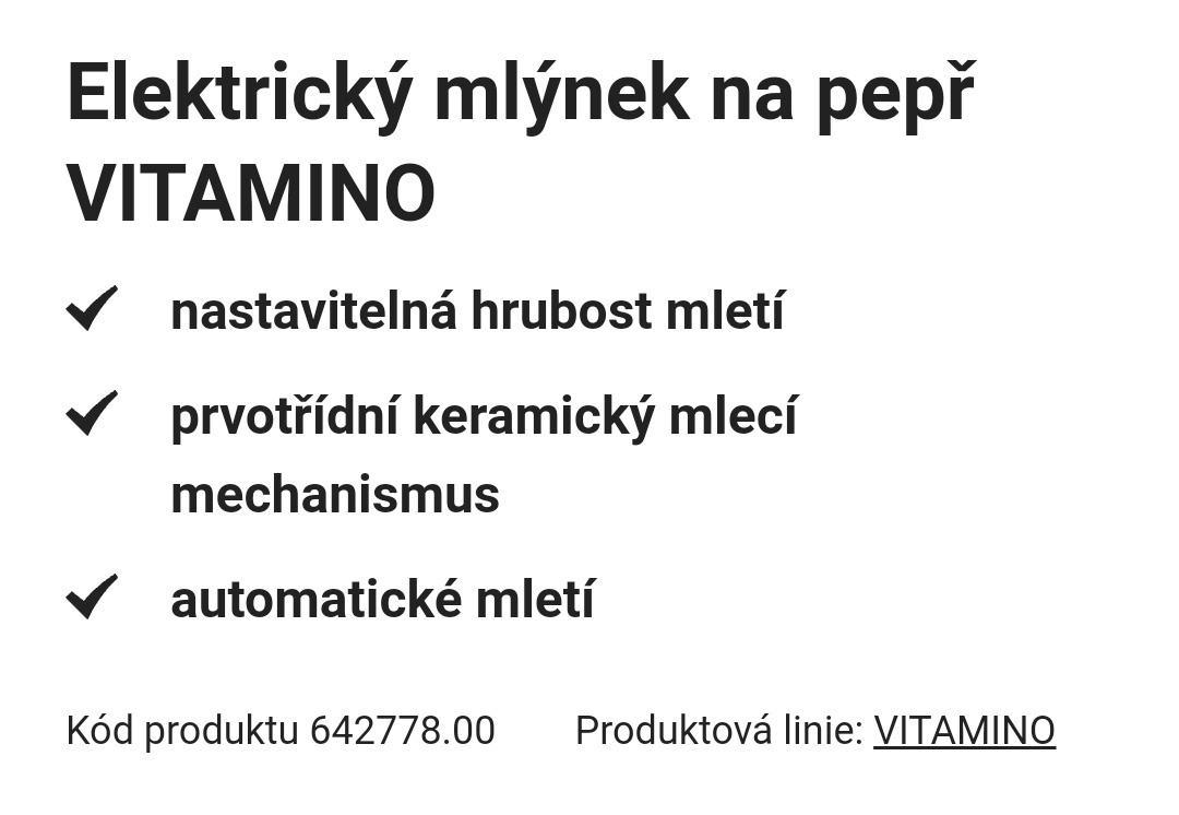 Nový elektrický mlýnek na pepř VITAMINO Tescoma - 3