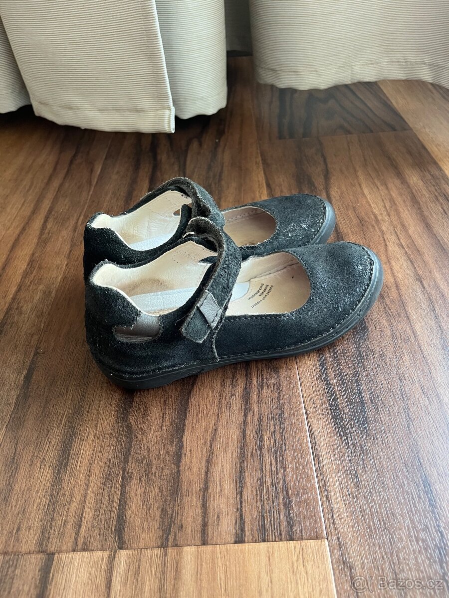 D ětské dívčí kožené černé baleríny balerínky D.D.Step - 3