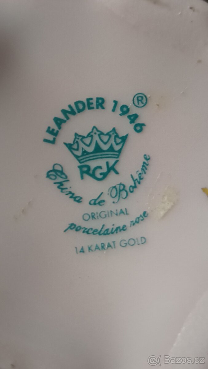 Vázička - růžový porcelán 14 karátové zlato - 3