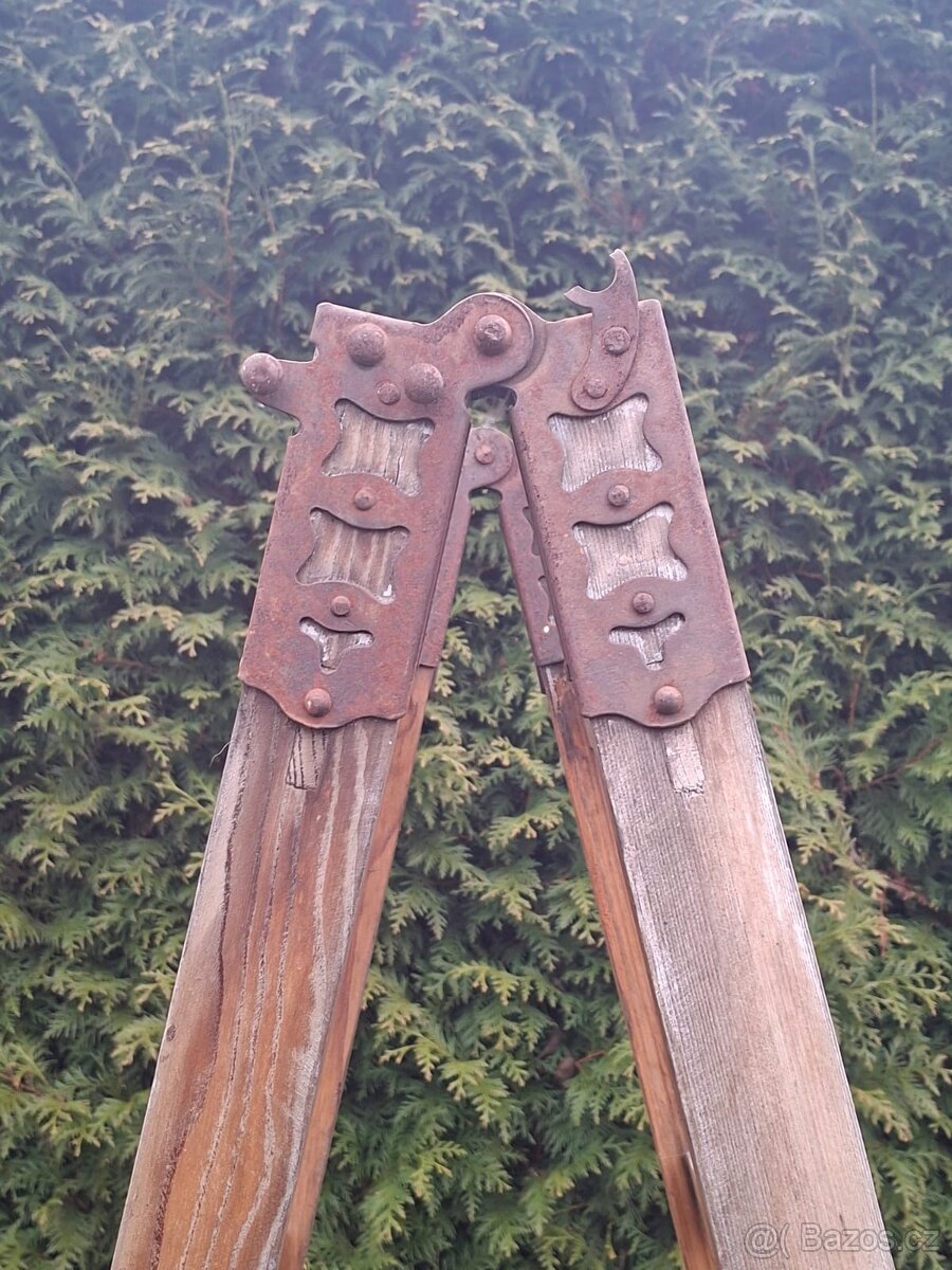 dřevěné štafle rozkládací velmi staré - 3