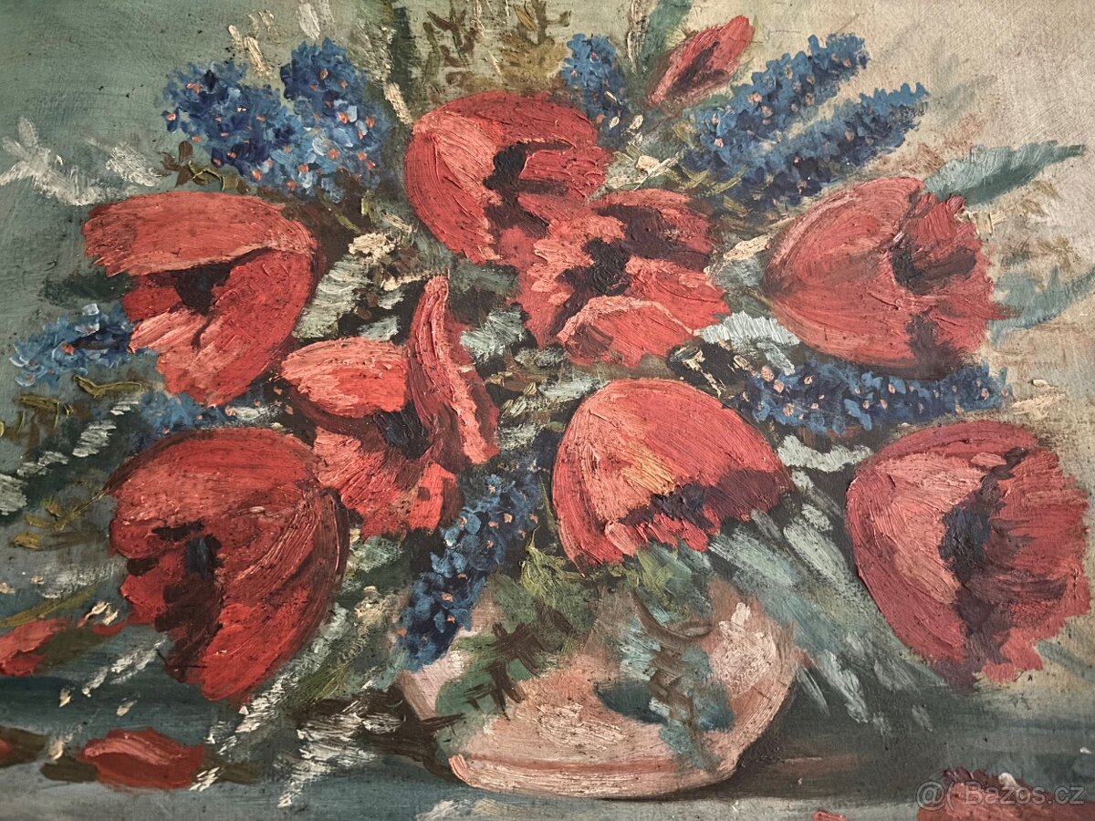 Obraz Jan Javorský, Vlčí máky 1975, olej 60x75 - 3