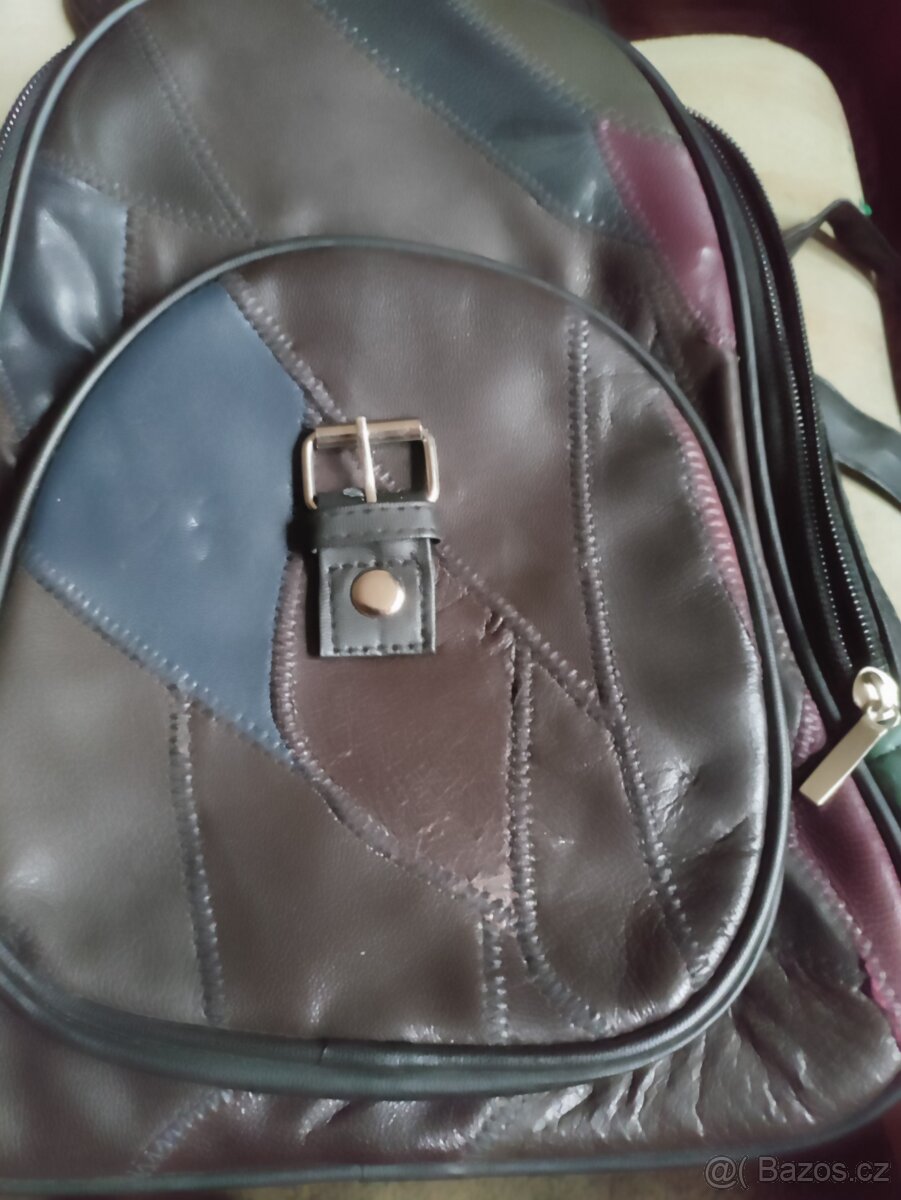 Kožený patchwork nový batoh + peněženka - 3