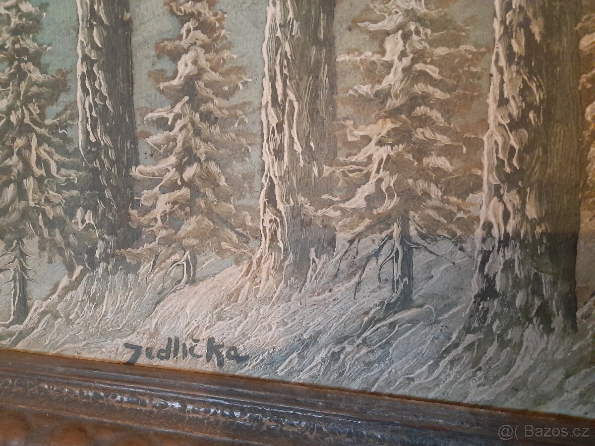 Starý obraz plátno signováno - 3