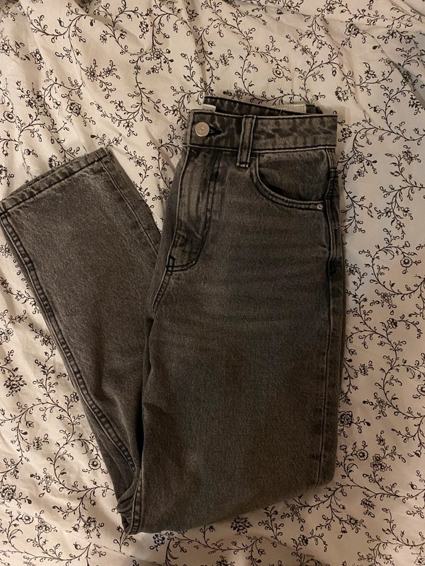 Širší tmavě šedé kalhoty rifle džíny, vel. XS, Zara - 3