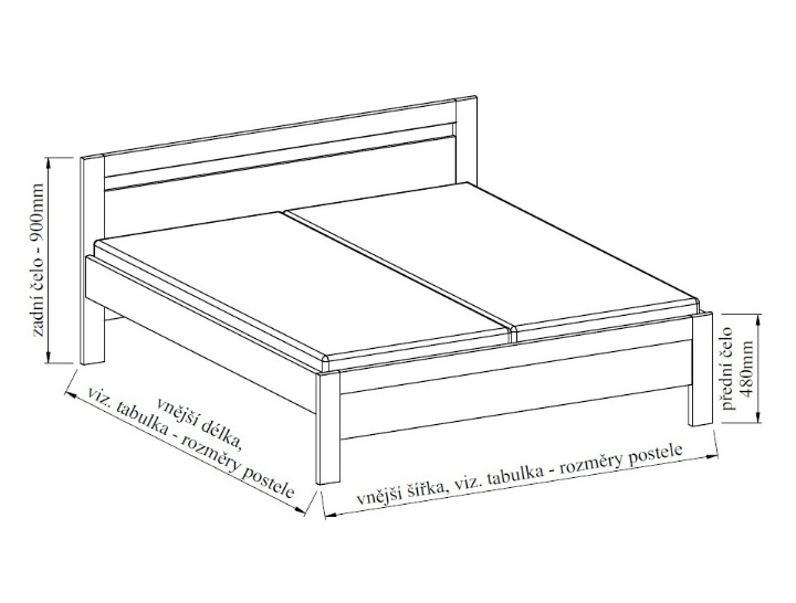 Postel 180x200cm laminát vzhled bříza - 3