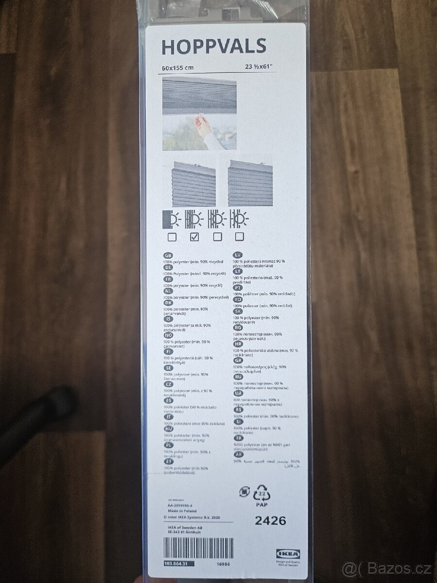 Ikea roleta Hoppvals 60x155cm 2ks šedá - 3