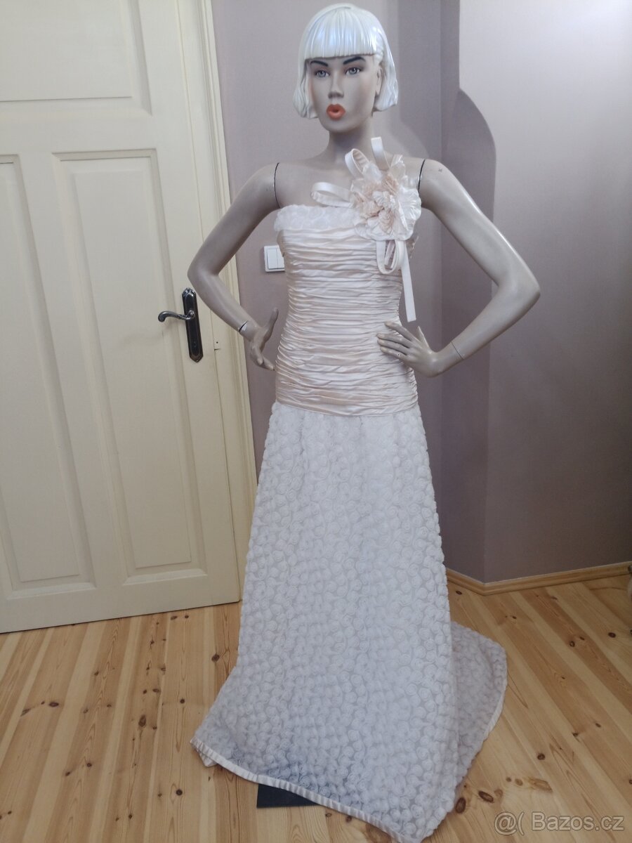 Nové společenské svatební hedvábné šaty maturitní ples - 3