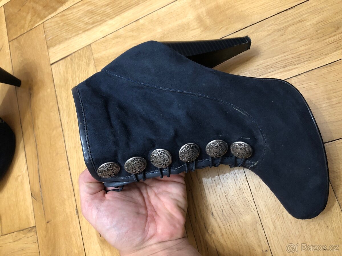 Dámské semišové kozačky vel 39 modrá a černá - 3