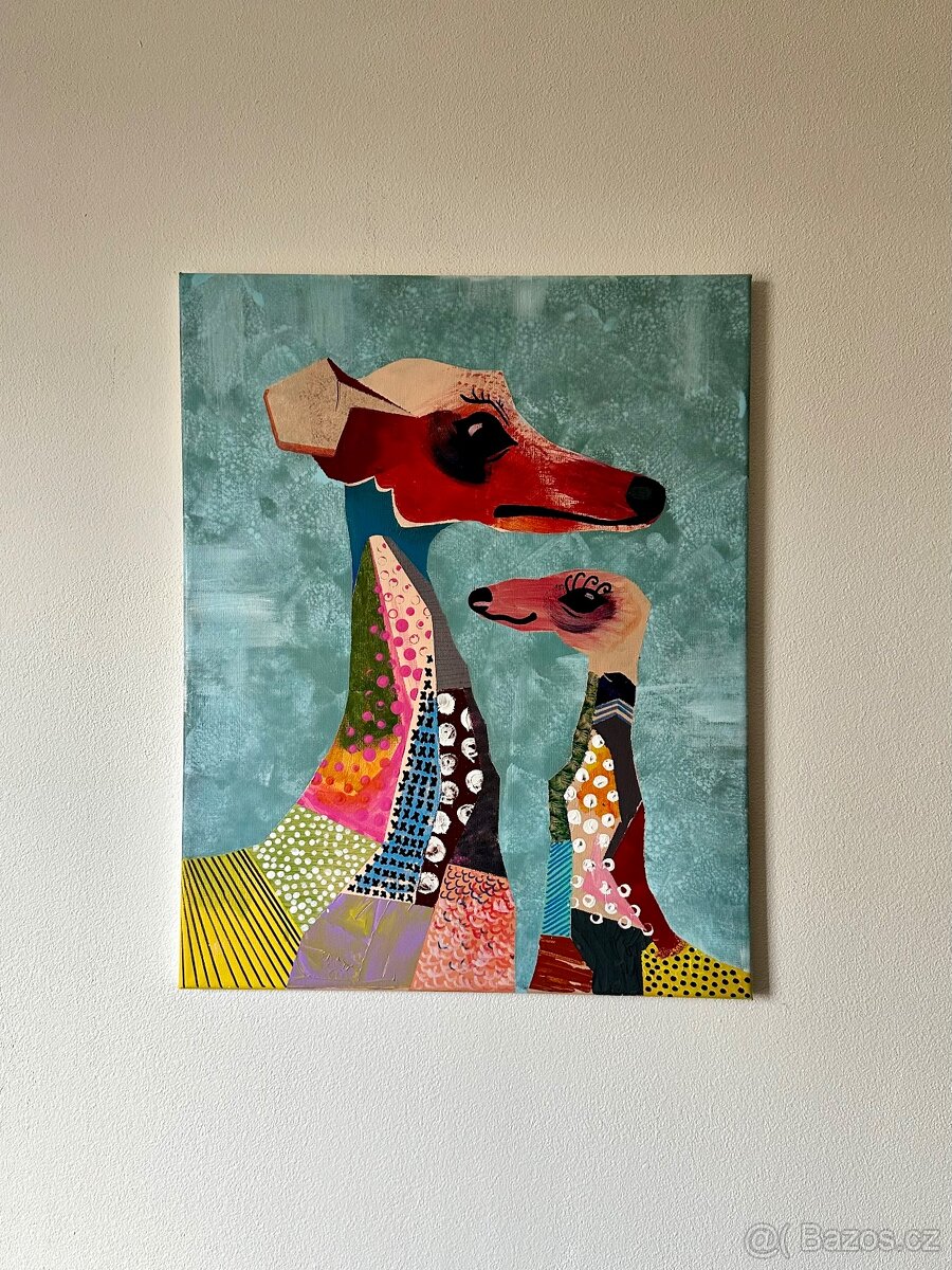 Obraz Psa (Chrt) Akrylová Malba - 3