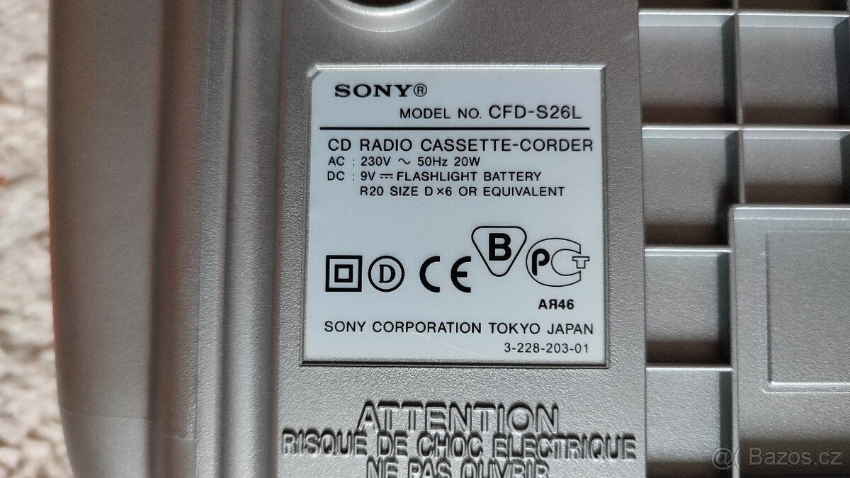 Kazetový a CD přehrávač SONY CFD-S26L - 3