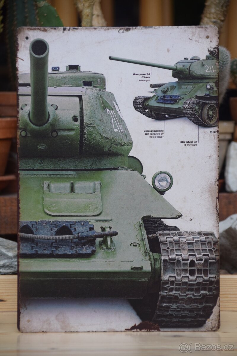 plechová cedule - tank T-34 vz. 85 - 3