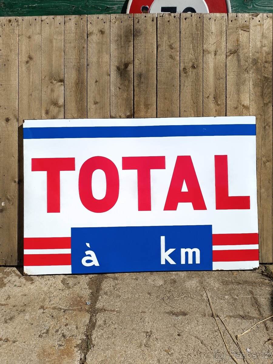 Stará velká smaltovaná cedule TOTAL, 1961, 150x100 - 3