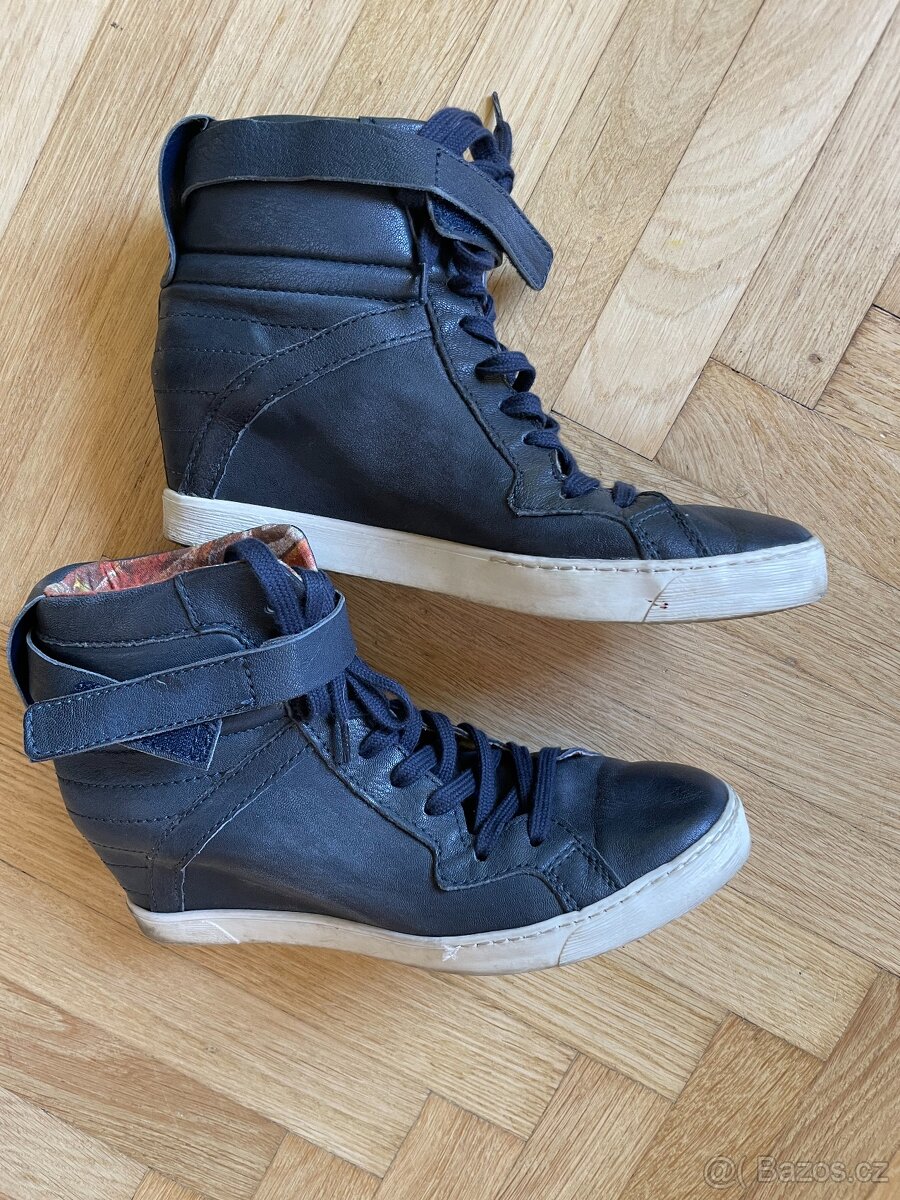 Kožené kotníkové tenisky na klínku MJUS vel. 41 - 3