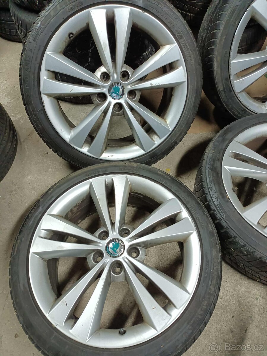 4ks alu disky orig. Škoda 5x112 R18 + pneu - 3