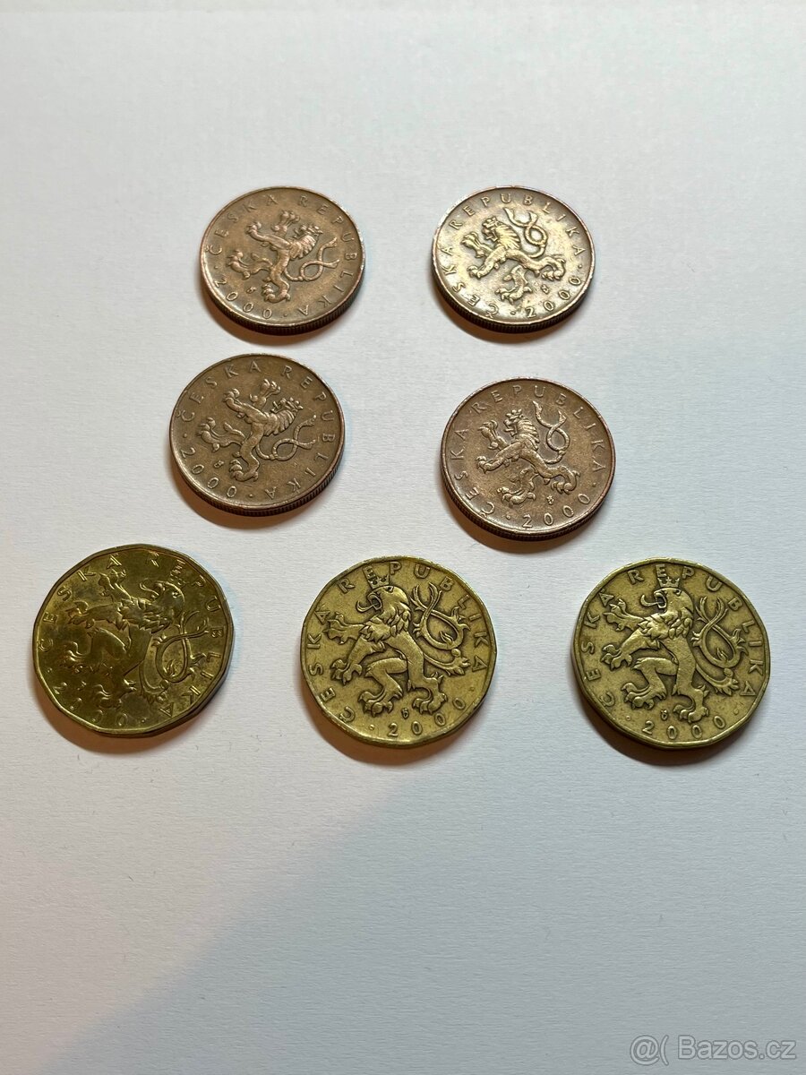 Sada 7ks mincí 2000 (Milénium) 10Kč a 20Kč Orloj/Astroláb - 3